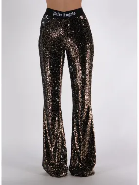    -PALM ANGELS    -PANTALONE LOGO TAPE SEQUINS FLARE-