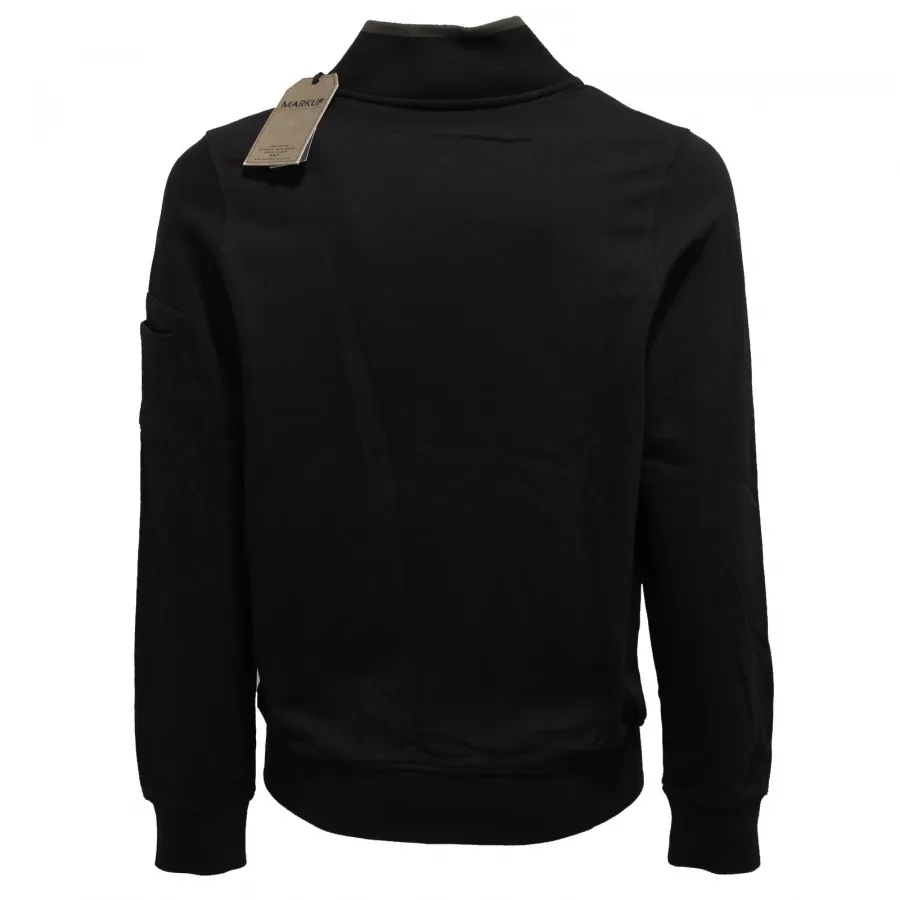 0430Z felpa uomo MARKUP black/green full zip cotton sweatshirt man