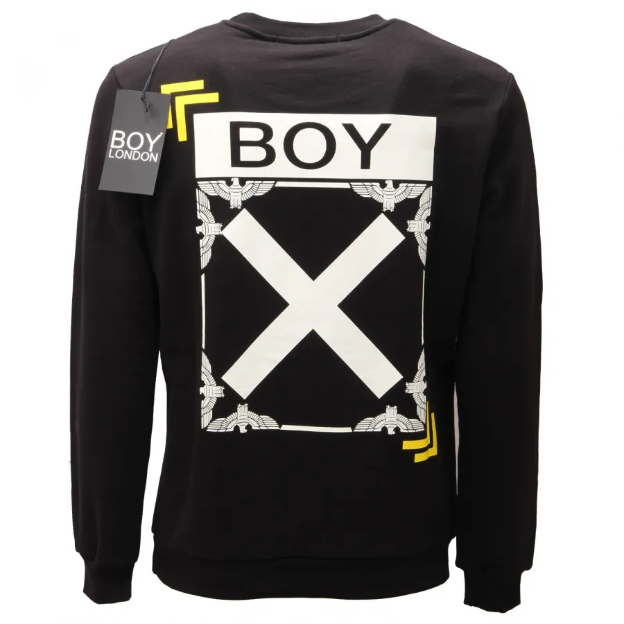 3087AE felpa uomo BOY LONDON cotton black print sweatshirt man