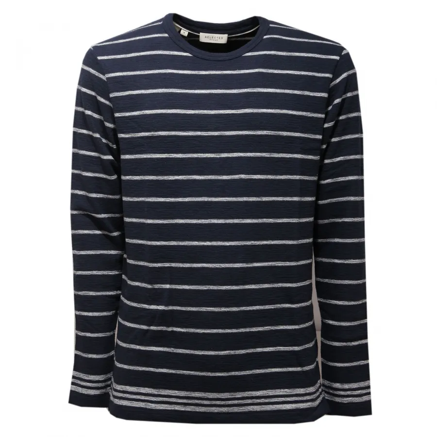 3469AC felpa uomo SELECTED HOMME blue/white stripes slub sweatshirt men