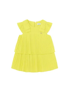 Abito balza plissettata neonata giallo