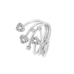 Anello in oro bianco design con diamanti 0.18 ct mis 14