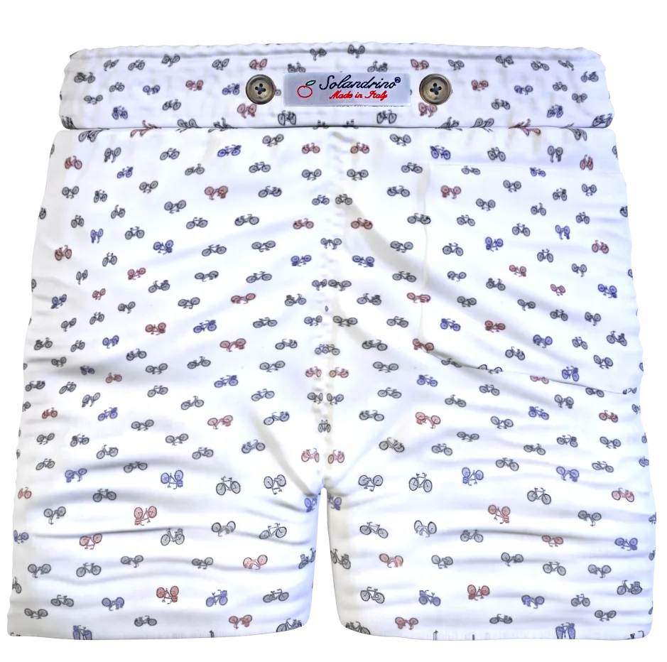 Bermuda bike fantasia bicicletta Pantaloncino Box Mare puro Cotone Shorts 2 tasche laterali Made in Italy