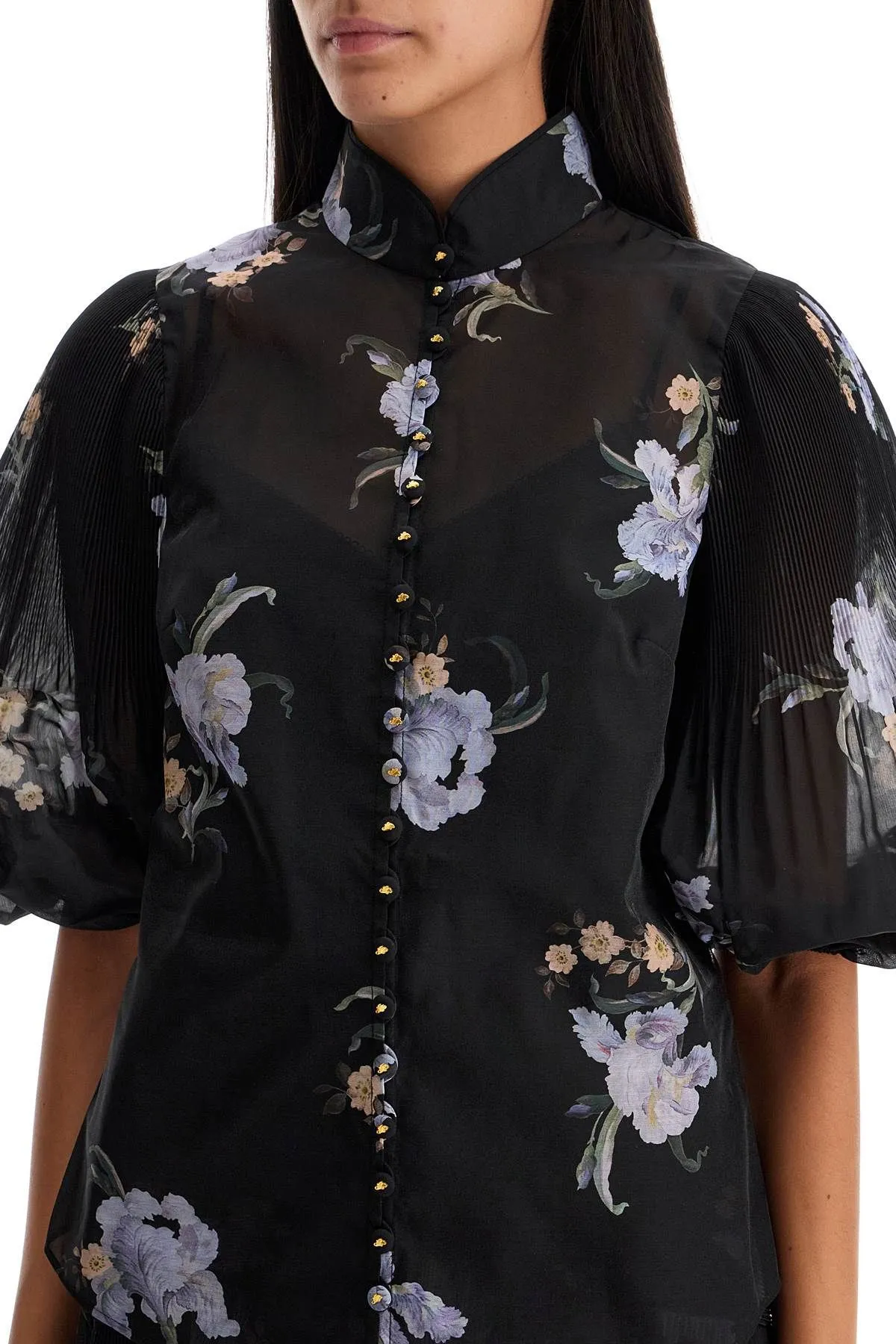 Blusa Illustration con maniche plissé