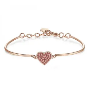 Bracciale Donna Gioielli Brosway Chakra in acciaio 316L pvd oro rosa con cuore e cristalli padparadsha bhk362