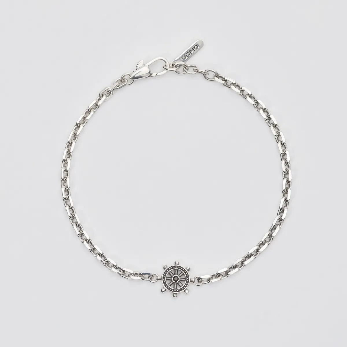 Bracciale Forzatina con Timone e Zircone Nero Uomo Mabina