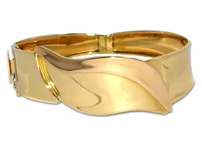 Bracciale rigido con foglia in oro giallo 18kt