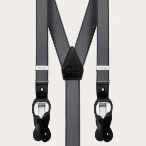 Bretelle in raso elastico grigio con baffi e clip