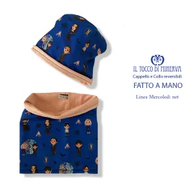 Cappello e collo reversibile felpato bambino fantasia mercoledì net  - Fatto a Mano