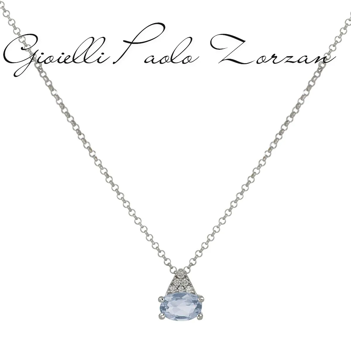 Collana Artlinea in oro bianco 18 kt, con acquamarina e diamanti CD668/AC-LB