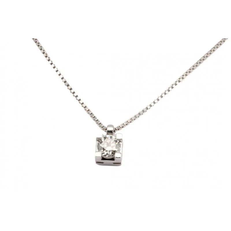collana donna Giorgio Visconti diamante solitario oro bianco 750 modello gb37500