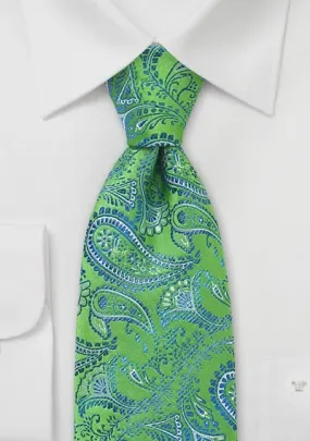 Cravatta verde oro paisley