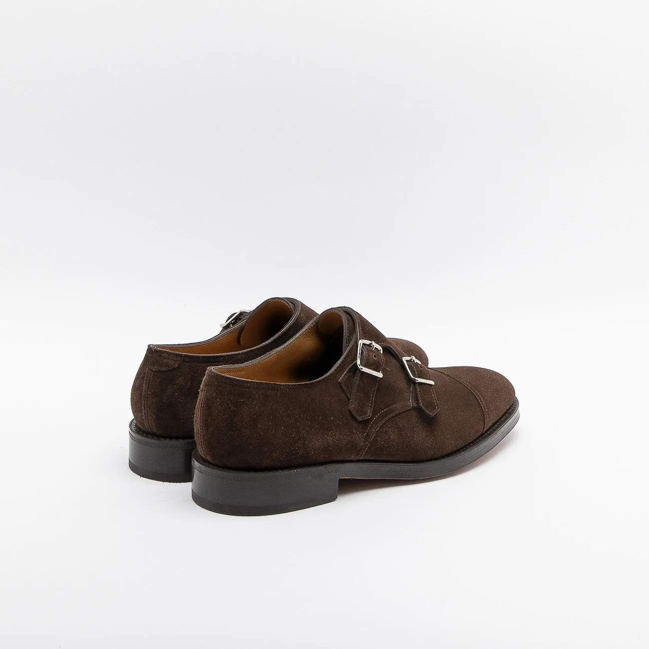 John Lobb Doppia fibbia John Lobb William in camoscio marrone (Fitting E)