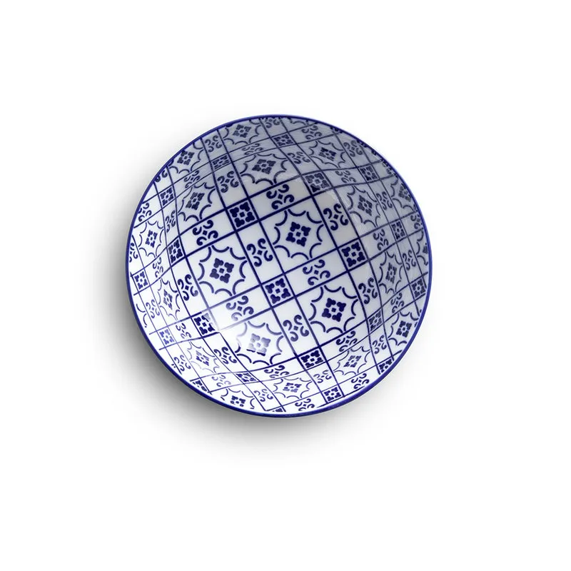 Kaleidos Linea COIMBRA - set 4 coppette cm 15 x H 7,5, bianco/blu