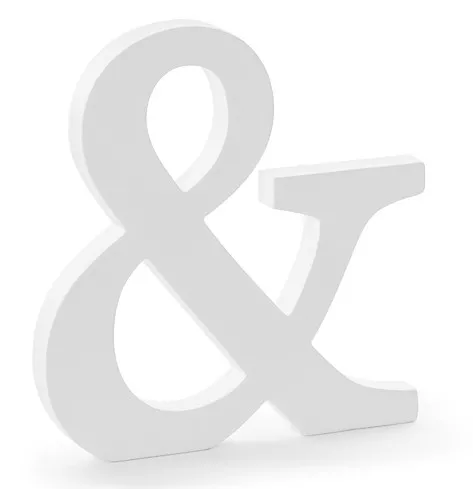 Lettera & in legno bianco 19,5 x 20,5 cm