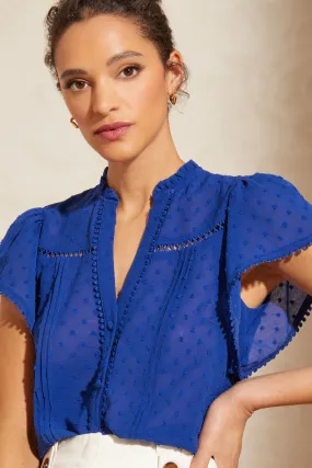 Love & Roses - Blusa A pois Ruches Scollo a V a pallini con maniche svasate