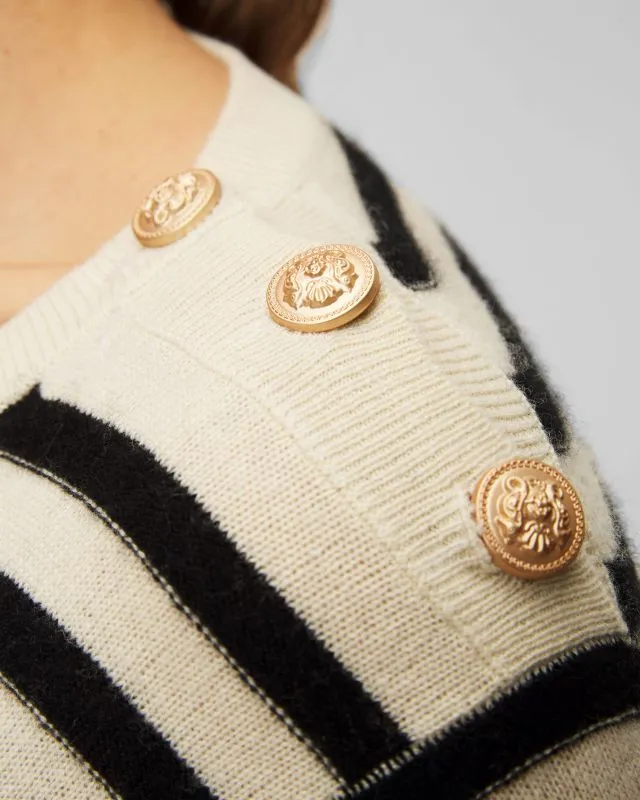Maglione beige-nero in lana con cashmere da donna Allude