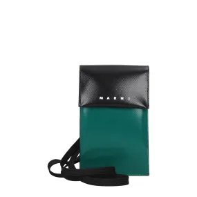 Marni Porta Cellulare Uomo Poliestere Nero/Petrolio