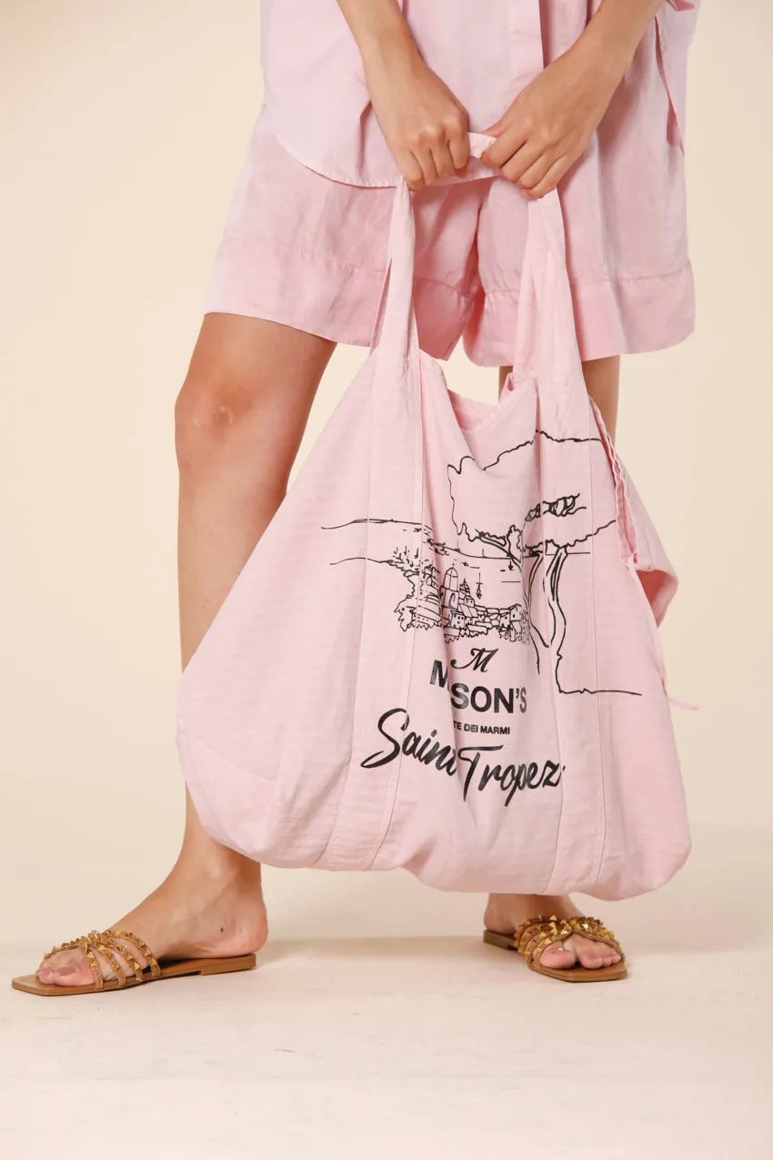 Mason’s bag sac unisexe en coton couleur unie avec imprimé Saint Tropez ①