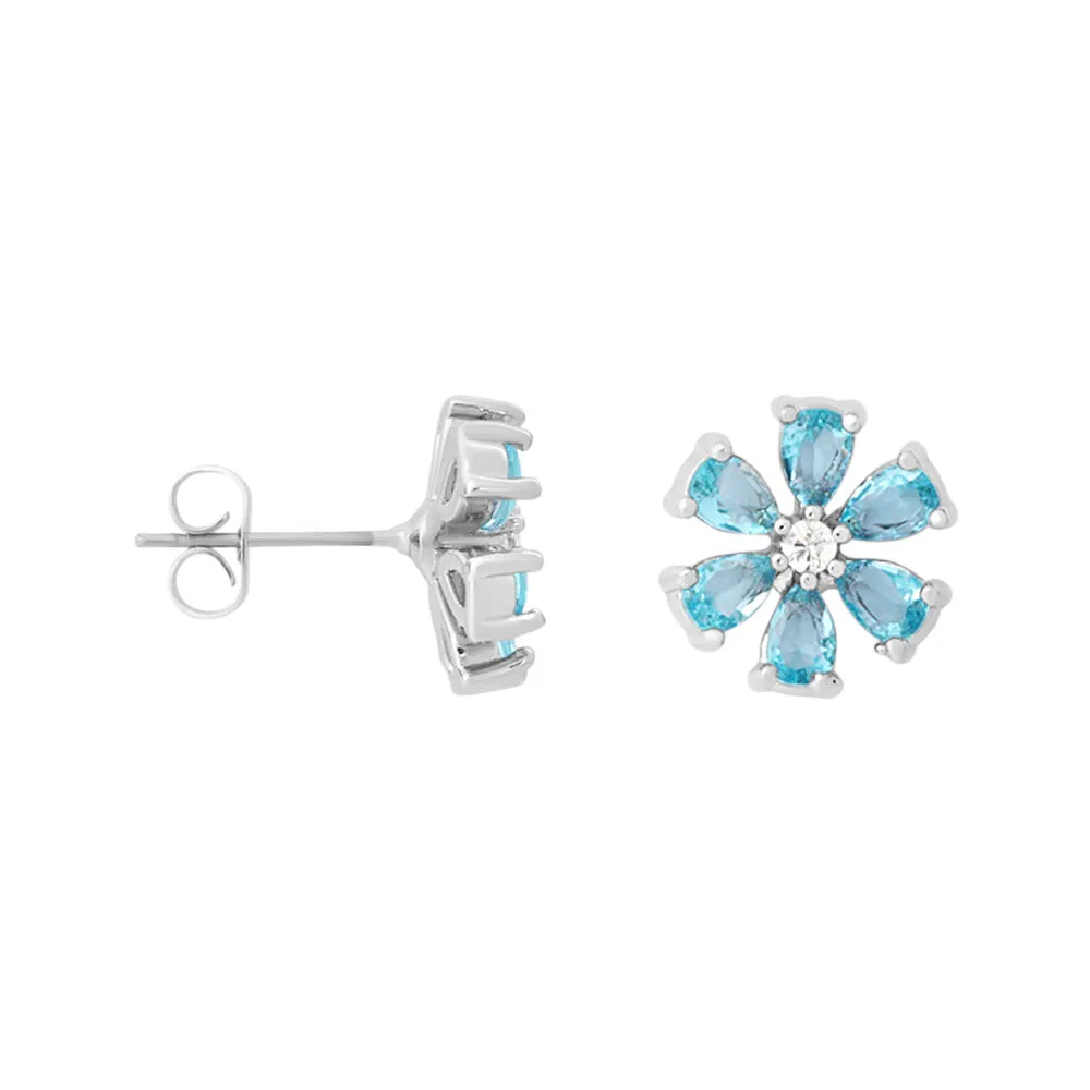 Orecchini Lobo Fiore Romantic Shine Ottone Cristallo Azzurro Cristallo Bianco 1691849