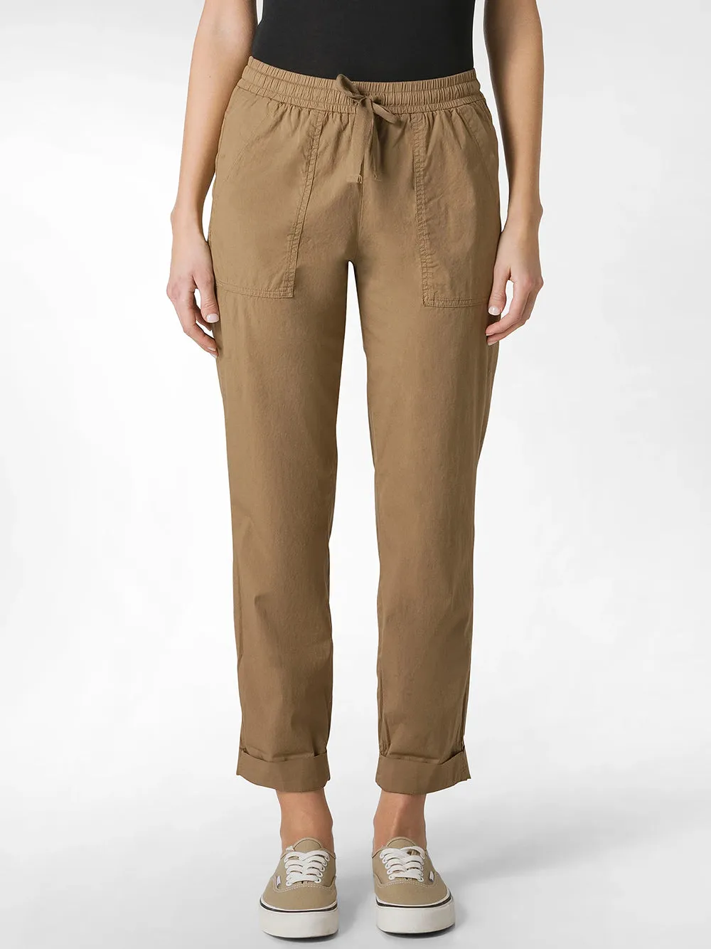Pantalone DEHA in popeline di cotone con coulisse marrone