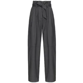 Pantalone grigio wide leg a vita alta 