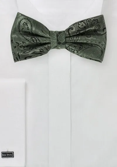 Papillon elegante paisley verde oliva