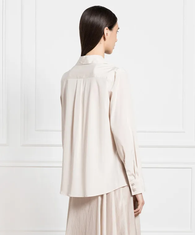 Peserico Blusa in seta beige con coulisse S0688607325