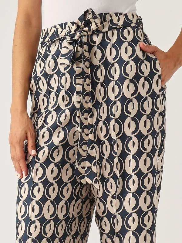 S MAX MARA  Pantalone donna S Max Mara Timeb in seta Navy-Beige
