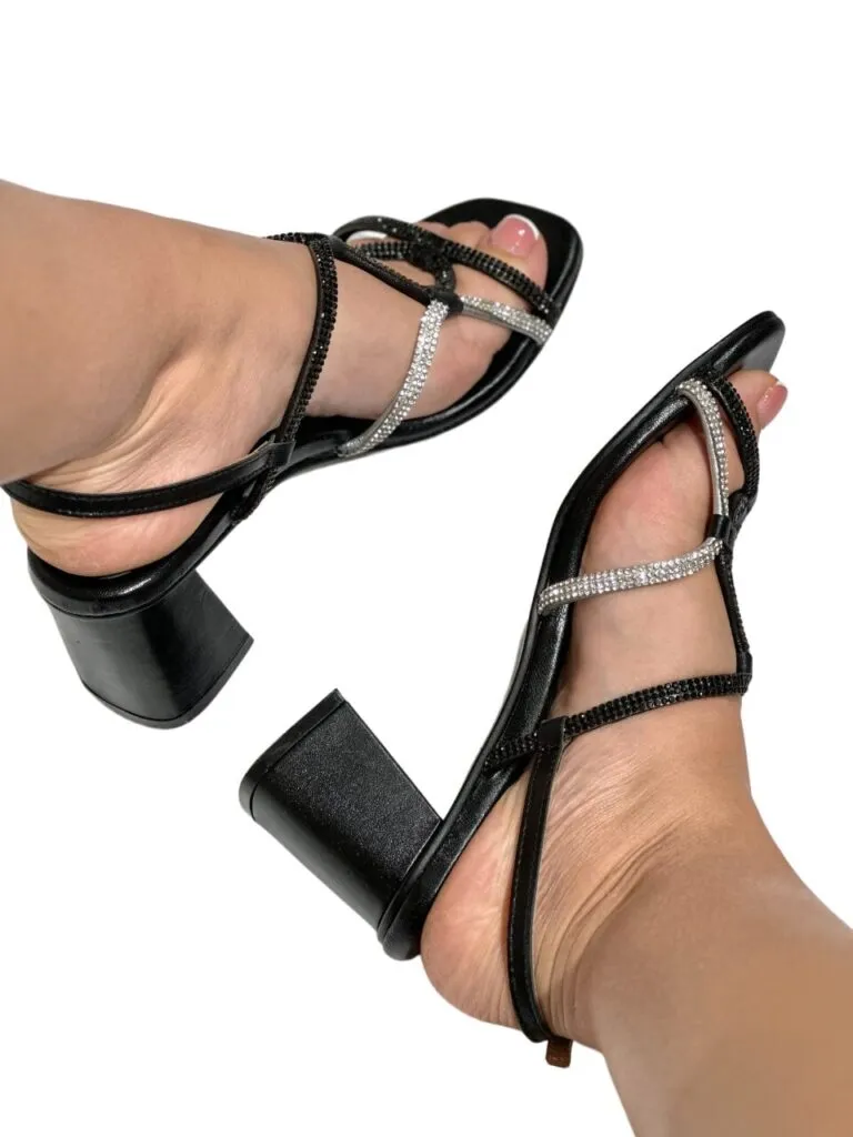 Sandali “Simone Parisi Milano” San-24203 Collezione 2024 – Nero e Argento