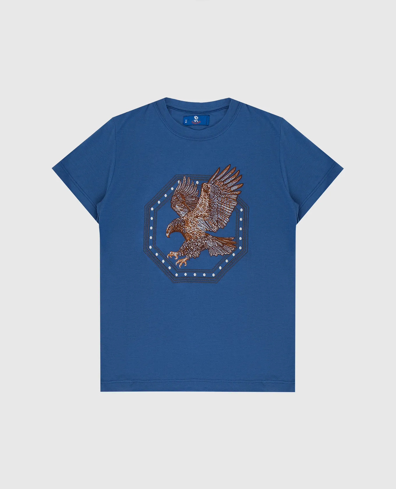 Stefano Ricci T-shirt blu da bambino con logo ricamato YNH8200140803