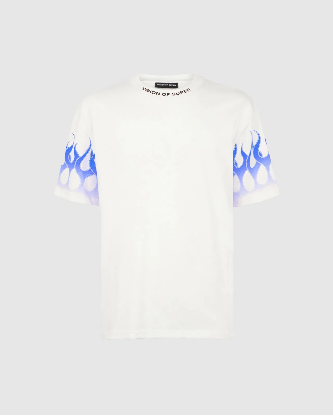 T-SHIRT BIANCA CON FIAMME BLU
