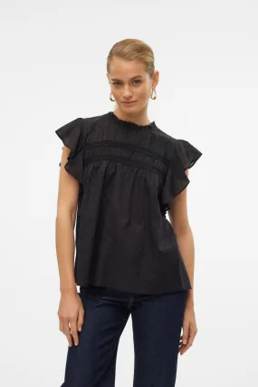 VERO MODA - Blusa Manica corta Pizzo a pallini