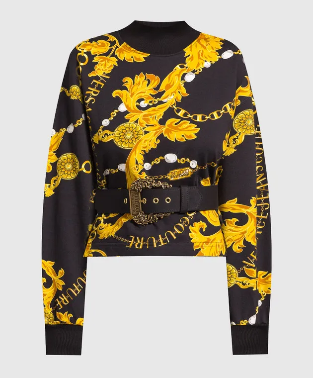 Versace Jeans Couture Felpa nera con stampa Chain Couture 75HAI311FS111