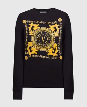 Versace Jeans Couture Felpa nera con stampa logo 75HAIF07CF01F