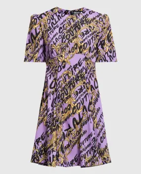 Versace Jeans Couture Miniabito viola con stampa Logo Brush Couture 73HAO902NS166