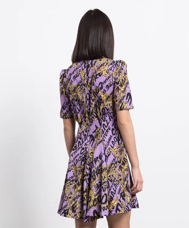Versace Jeans Couture Miniabito viola con stampa Logo Brush Couture 73HAO902NS166