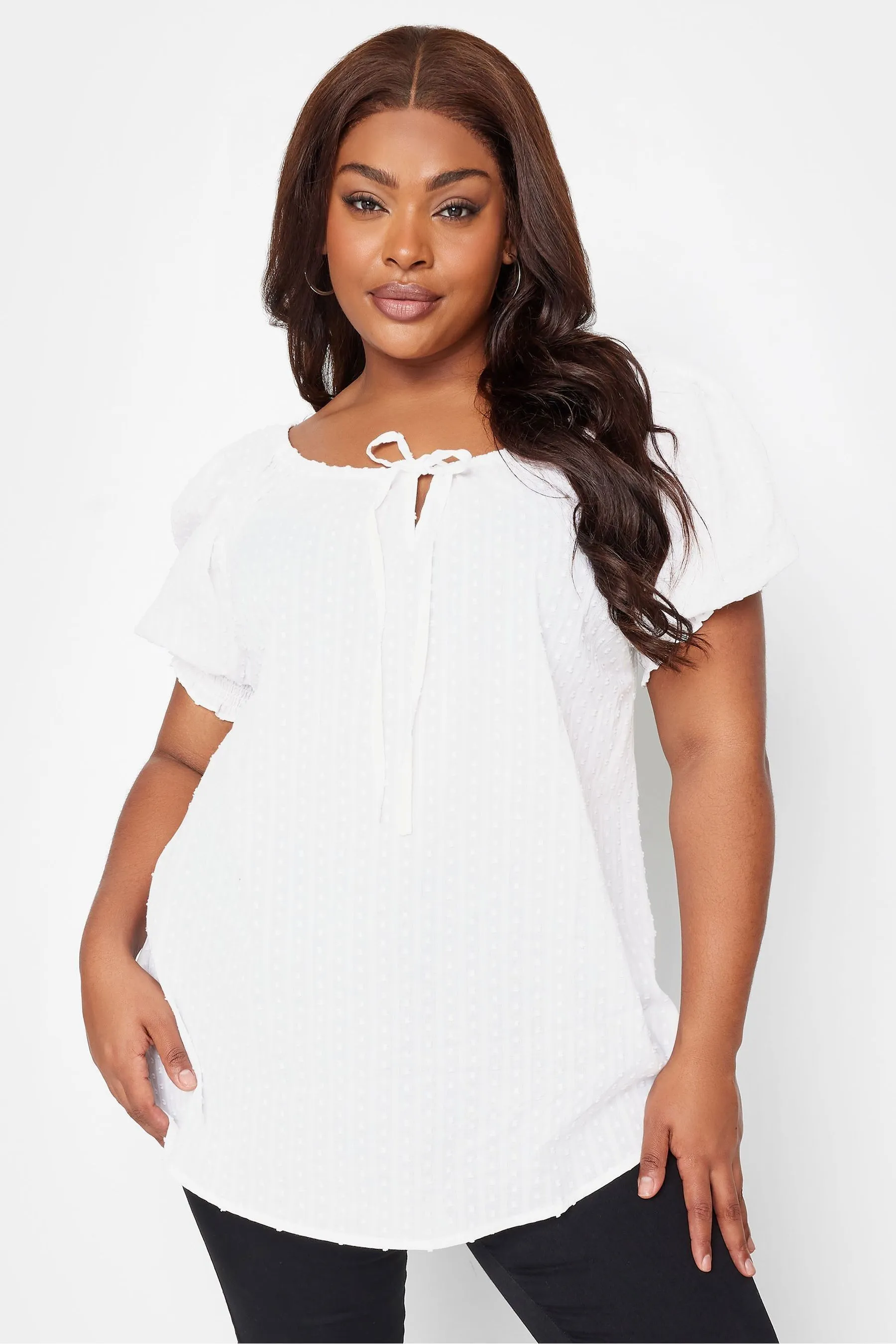 Yours Curve Manica corta - Blusa boho a pallini